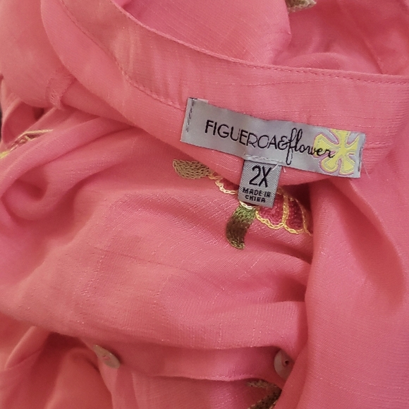 New Boho 2XL Chic Coral Artisy Lagenlook Embroidered Floral Tunic Top - Picture 5 of 11